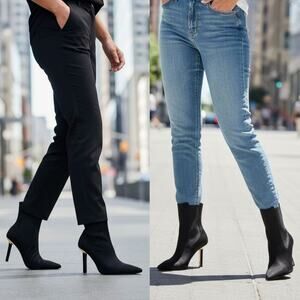 Good American Black Pointed Toe Kickstand Heel Neoprene Chelsea Boot 11.5 NEW